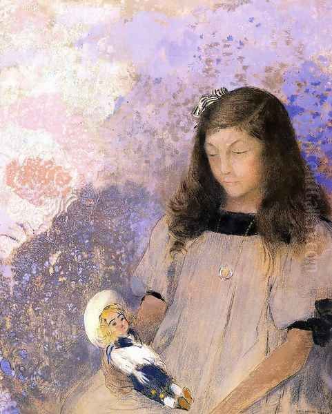 Portrait Of Simone Fayet Oil Painting by Odilon Redon