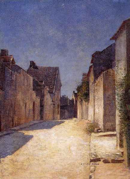 Street In Samois Oil Painting by Odilon Redon