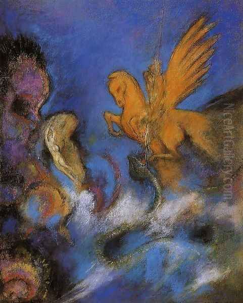 Roger And Angelica2 Oil Painting by Odilon Redon