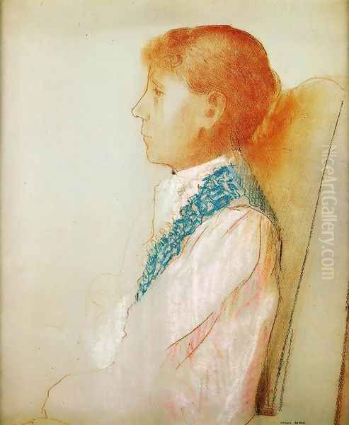 Portrait Of Madame Redon In Profile Oil Painting by Odilon Redon