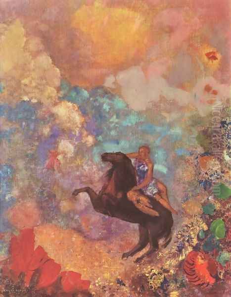 Muse on Pegasus Oil Painting by Odilon Redon