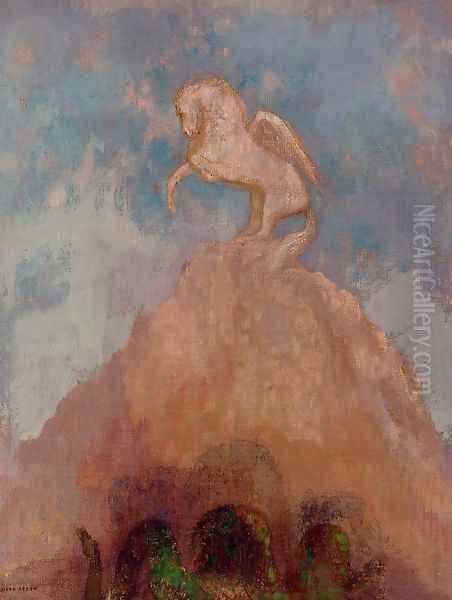 White Pegasus 2 Oil Painting by Odilon Redon