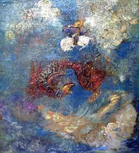 Dragon Fight Oil Painting by Odilon Redon