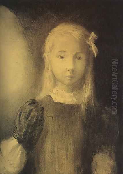 Portrait of Mademoiselle Jeanne Roberte de Domecy 1905 Oil Painting by Odilon Redon