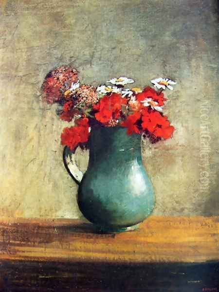 Still life with flowers Oil Painting by Odilon Redon