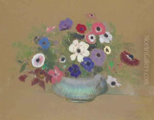 Anemones 2 Oil Painting by Odilon Redon