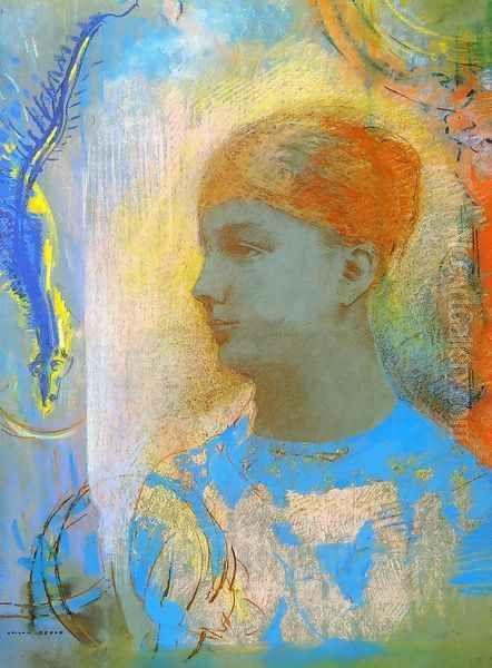 Young Girl Facing Left Oil Painting by Odilon Redon