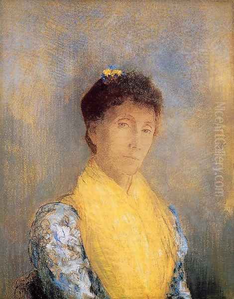 Woman with a Yellow Bodice Oil Painting by Odilon Redon