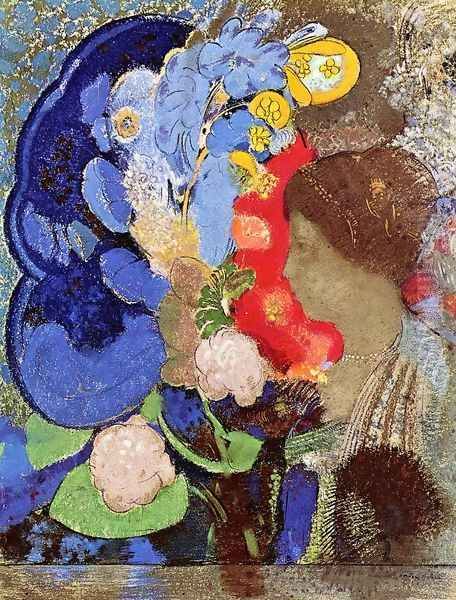 Woman with Flowers Oil Painting by Odilon Redon