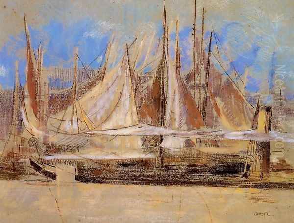 Yachts at Royan Oil Painting by Odilon Redon