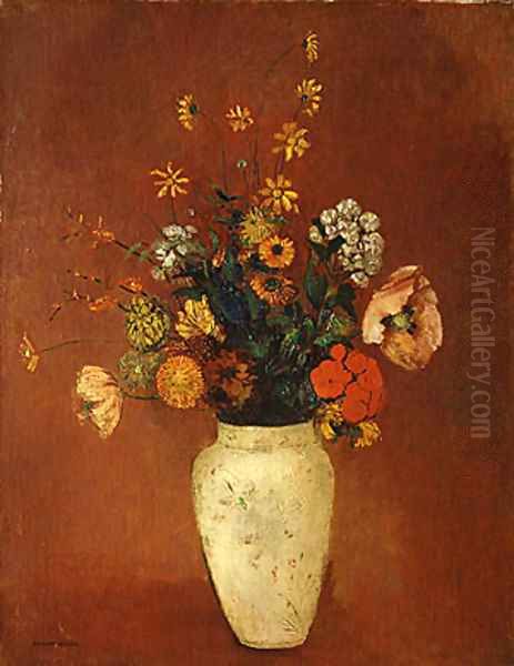 Bouquet in a Chinese Vase Oil Painting by Odilon Redon