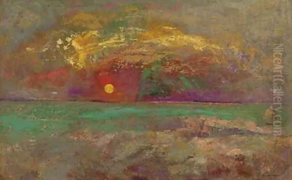 Coucher de soleil Oil Painting by Odilon Redon