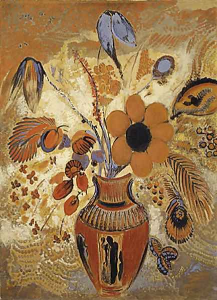 Etruscan Vase with Flowers Oil Painting by Odilon Redon