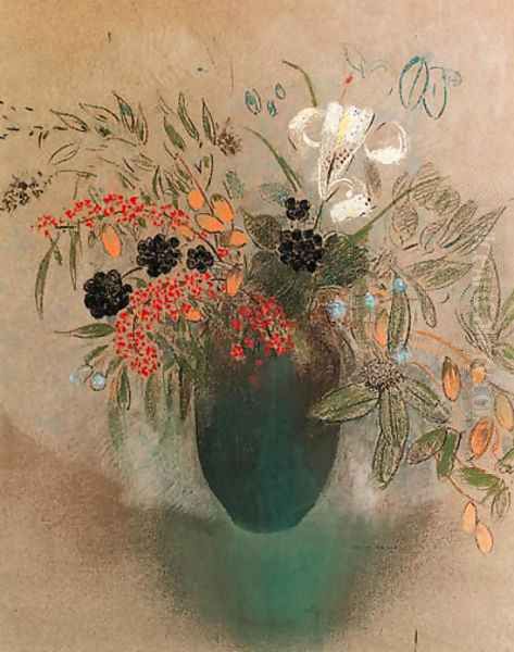 Fleurs dans un vase Oil Painting by Odilon Redon