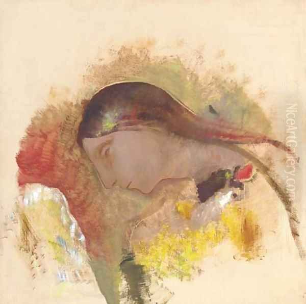 Tete de femme endormie Oil Painting by Odilon Redon