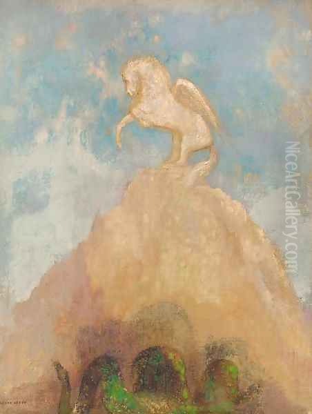 Pegase blanc Oil Painting by Odilon Redon