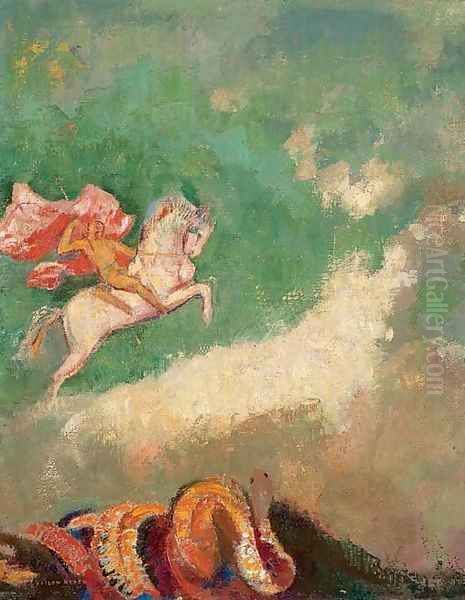 Saint Georges et le dragon Oil Painting by Odilon Redon