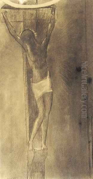 Crucifixion Oil Painting by Odilon Redon