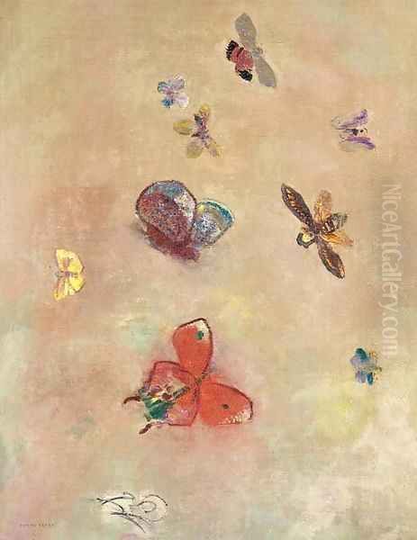 Papillons 2 Oil Painting by Odilon Redon