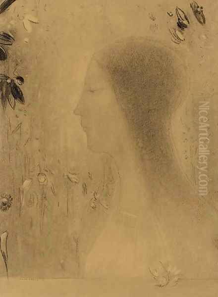 Profil de femme Oil Painting by Odilon Redon