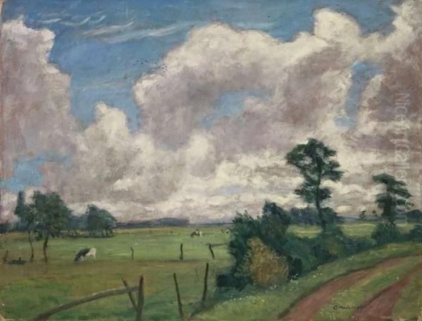 Sommerlandschaft Mit Grossen Wolken Oil Painting by Otto Modersohn