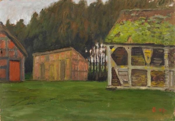 Hofplatz Mit Scheune Und Stall In Worpswede Oil Painting by Otto Modersohn