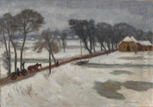 Winterlandschaft Oil Painting by Otto Modersohn