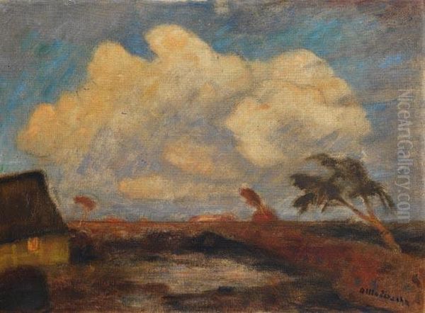 Herbstabendim Moor Oil Painting by Otto Modersohn