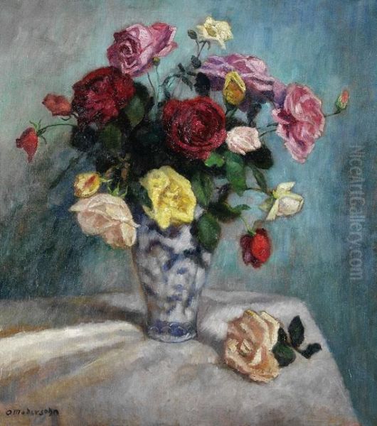 Blumenstillleben Mit Rosen by Otto Modersohn