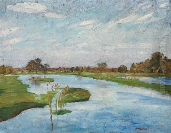 Uberschwemmte Wummewiesen Oil Painting by Otto Modersohn