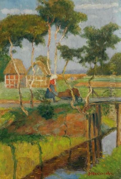 Moorbrucke Oil Painting by Otto Modersohn