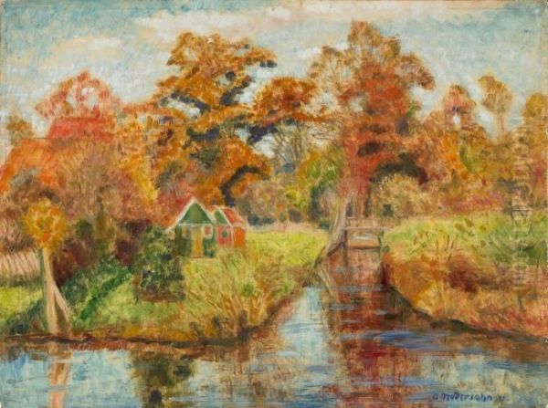 Herbstliche Moorlandschaft Oil Painting by Otto Modersohn