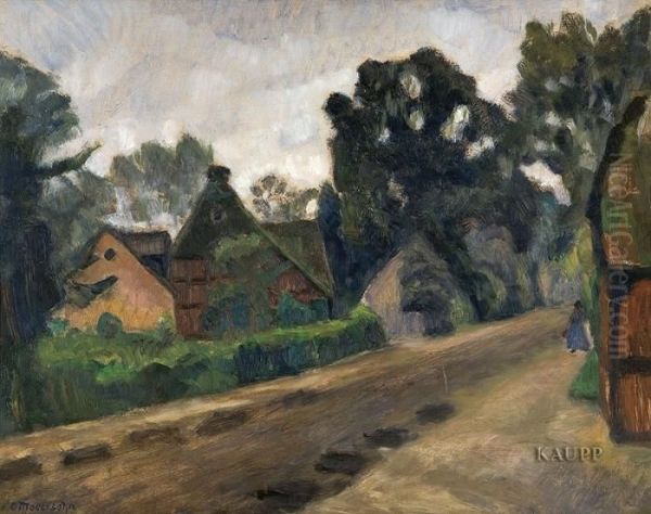 Dorfstrase. Oil Painting by Otto Modersohn