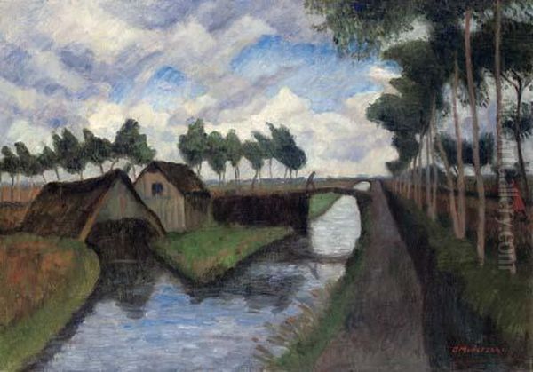 Rautendorfer Graben Mit Bootschuppen Bei Worpswede Oil Painting by Otto Modersohn