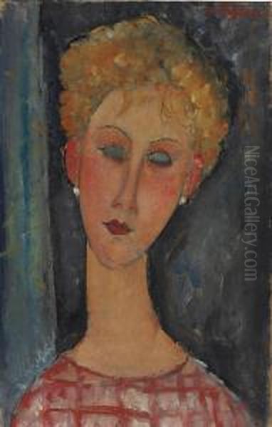 La Blonde Aux Boucles D'oreille Oil Painting by Amedeo Modigliani