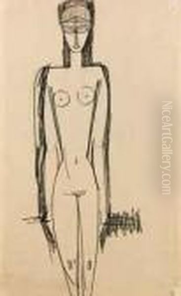 Nu Debout Oil Painting by Amedeo Modigliani