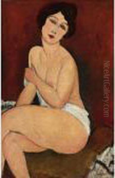 Nu Assis Sur Un Divan (la Belle Romaine) Oil Painting by Amedeo Modigliani