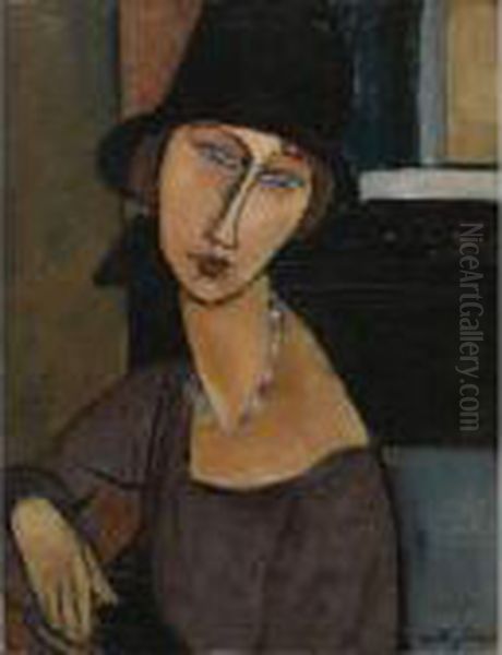 Jeanne Hebuterne (au Chapeau) Oil Painting by Amedeo Modigliani