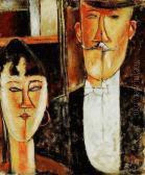 Bride And Groom Oil Painting by Amedeo Modigliani