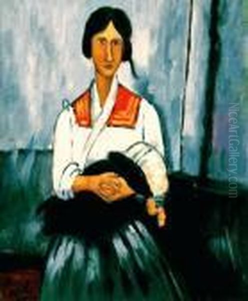 Gypsy Woman With Baby Oil Painting by Amedeo Modigliani