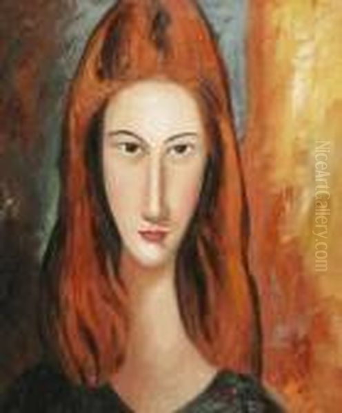 Portrait Of Jeanne Hebuterne Oil Painting by Amedeo Modigliani