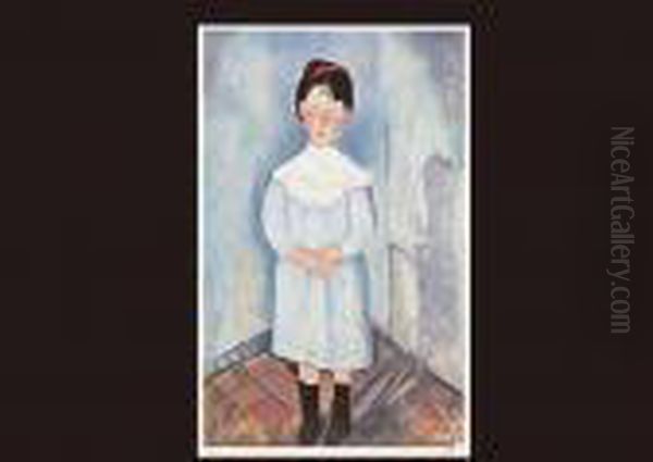 Girl With Blue Clothes Oil Painting by Amedeo Modigliani