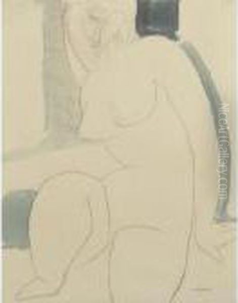 Nu Assis Oil Painting by Amedeo Modigliani