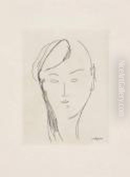 Tete De Femme Ii Oil Painting by Amedeo Modigliani