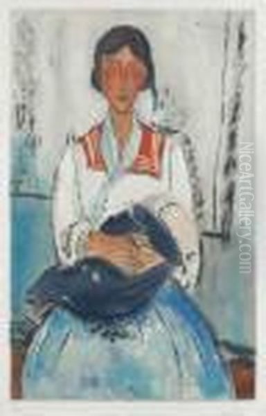 Jeune Femme Assise Oil Painting by Amedeo Modigliani