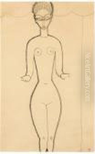 Femme Nue De Face Oil Painting by Amedeo Modigliani