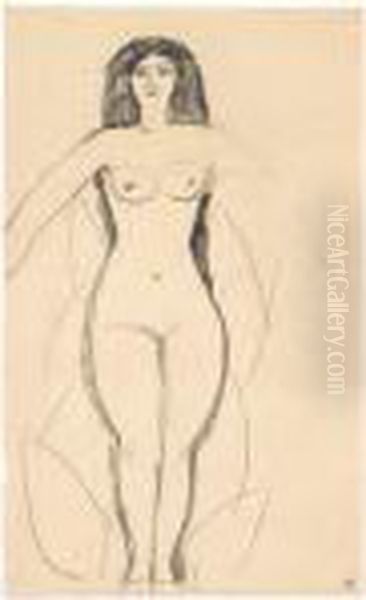 Femme Nue Ecartant Les Bras Oil Painting by Amedeo Modigliani