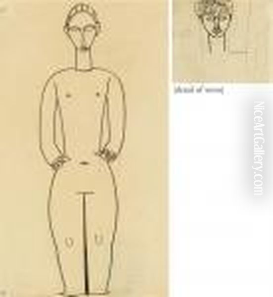 Hermaphrodite (recto); Studio Di Volto (verso) Oil Painting by Amedeo Modigliani