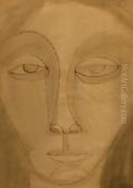 Portrait; Pen And Ink And Wash Oil Painting by Amedeo Modigliani