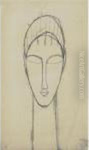 Tete De Face Oil Painting by Amedeo Modigliani